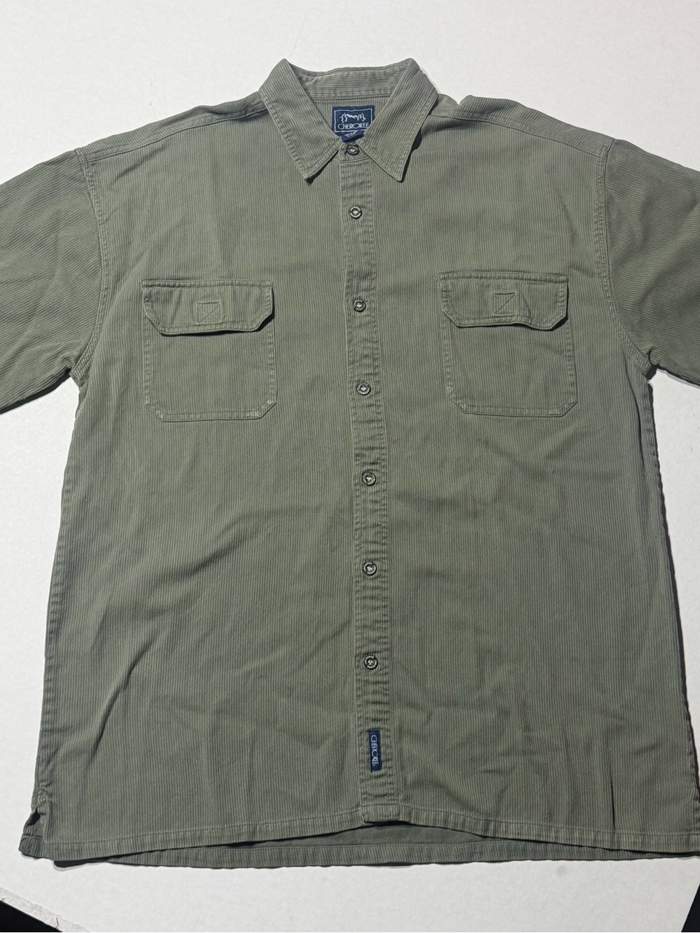Vintage Cherokee Olive Green Corduroy Button-Up Shirt